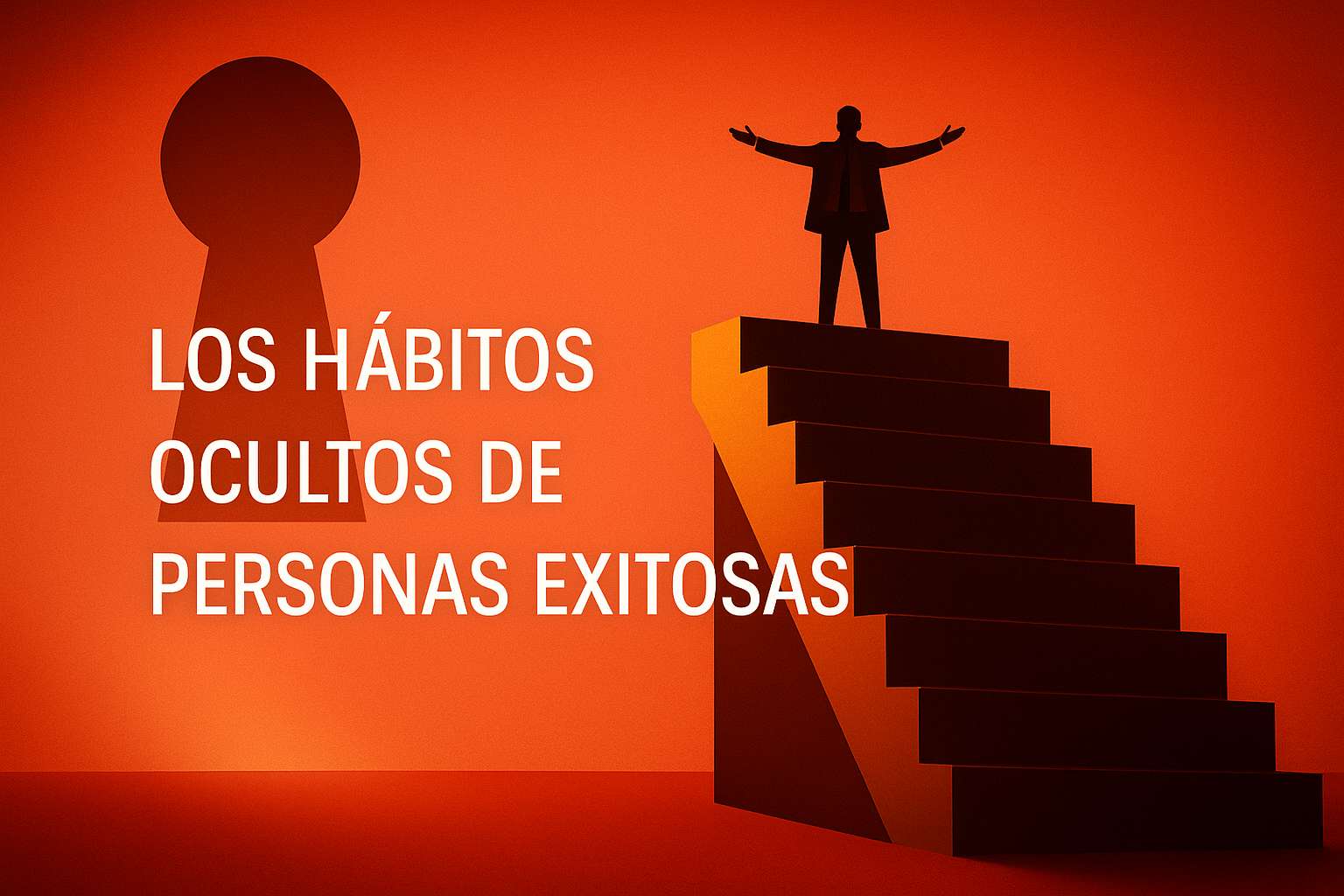 Ilustración sobre los hábitos ocultos de personas exitosas subiendo escalones hacia el éxito